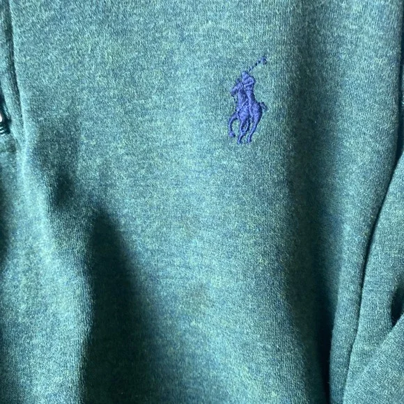 Polo Ralph Lauren Sweater Mens XL Green Cotton 1/4 Zip Pullover Preppy Logo - Picture 4 of 4